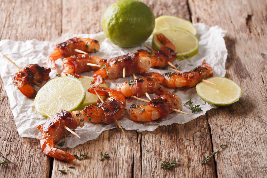 Raspberry BBQ Bacon-Wrapped Gulf Shrimp